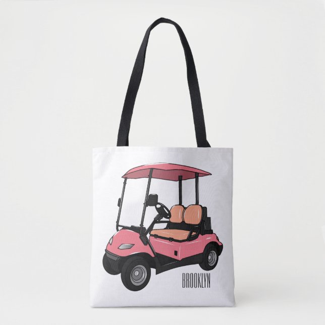 illustration av golfkart/golfbuggy-tecknad tygkasse (Framsida)