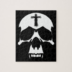 Illustration av Gothic Black and White Demon Skull Pussel
