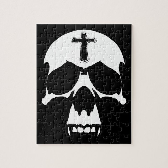 Illustration av Gothic Black and White Demon Skull Pussel (Vertikal)