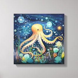 Illustration av grått oktopus canvastryck