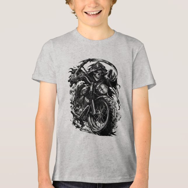 Illustration av Grim Reaper Motorcykelförare T Shirt (Framsida)