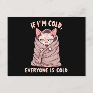 Illustration av grinig Sphynx-katt med kall humor Vykort