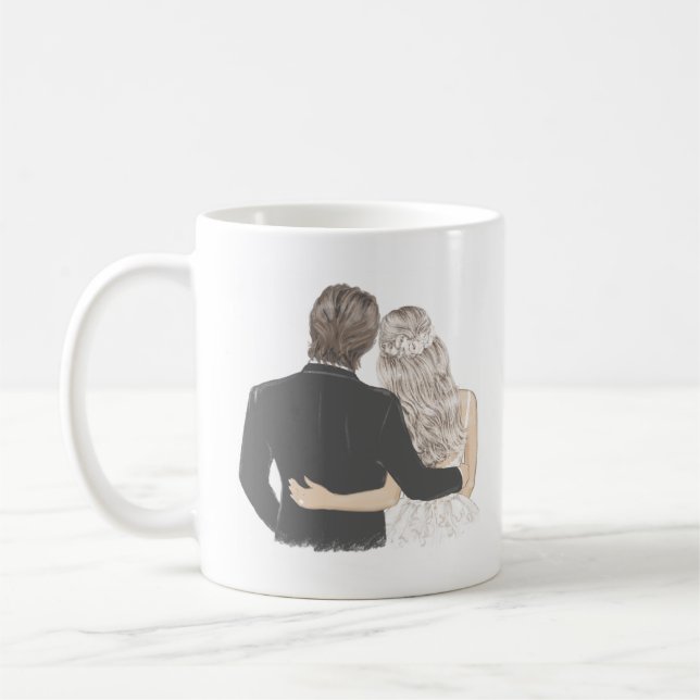 Illustration av groda och groom kaffemugg (Vänster)