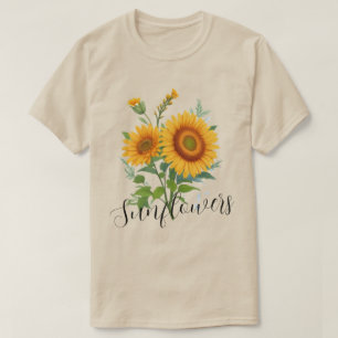 Illustration av Gult Sunblommor Blommigt Botanical T Shirt