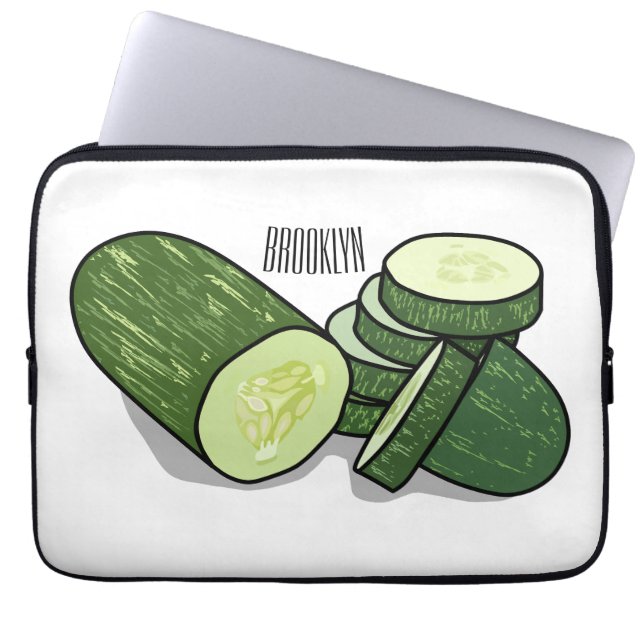 illustration av gurkens tecknad laptop fodral (Framsidan)
