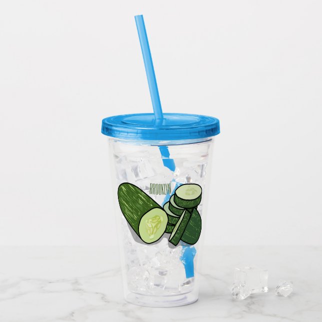 illustration av gurkens tecknad take away mugg (Framsida Ice)