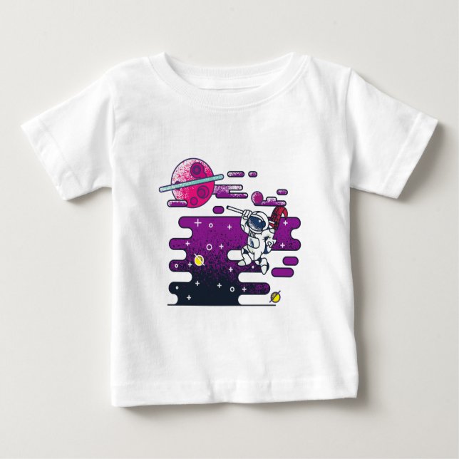 Illustration av häftig astronaut Retro T Shirt (Framsida)