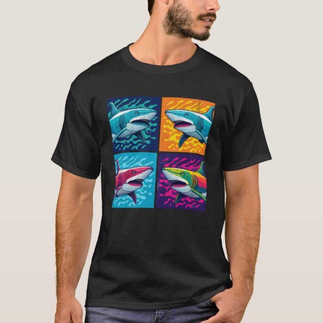 Illustration av hajbestånd Färga djur Kvinnor i Ma T Shirt (Framsida)