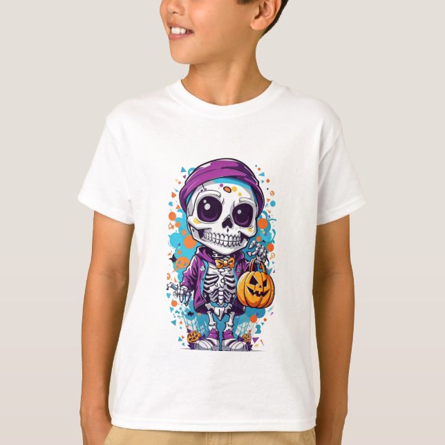 illustration av halloween skelett t shirt (Framsida)