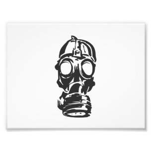 illustration av hand plockade i skiss av gasmask fototryck