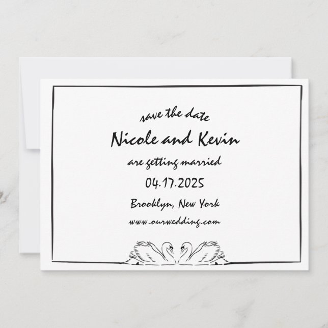 Illustration av handskriven Svan-lampa Spara Datumet (Framsida)