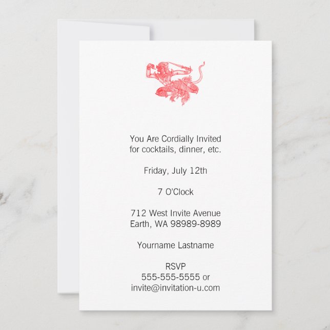 Illustration av Hanuman Vintage Bok Inbjudningar (Framsida)