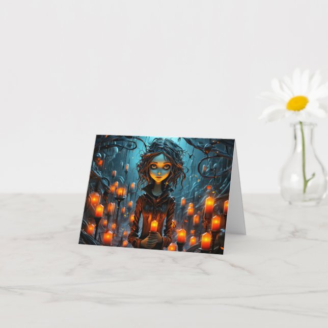 Illustration av happy halloween Gothic Witch Kort (Liten växt)