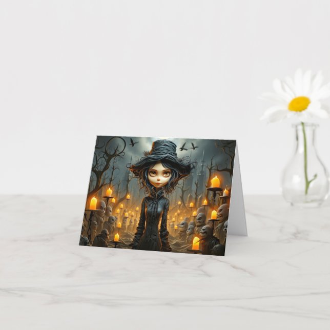 Illustration av happy halloween Gothic Witch Kort (Liten växt)