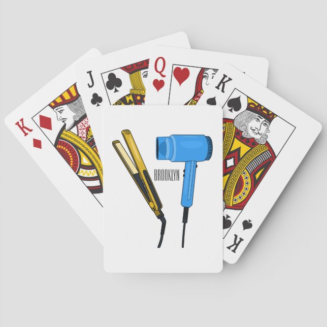 Illustration av hårtork och håttång casinokort (Baksidan)