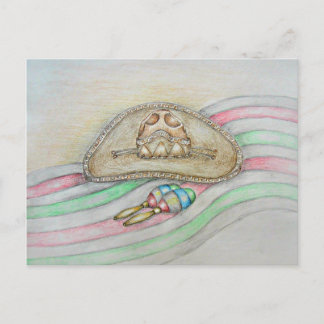 Illustration av hatt och maracas vykort