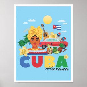 Illustration av Havana Cuba Art Vintage resor Poster