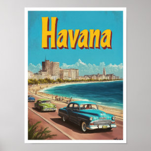 Illustration av Havana Cuba Art Vintage resor Poster