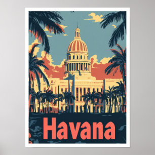 Illustration av Havana Cuba Art Vintage resor Poster