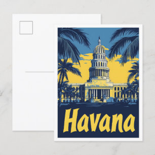 Illustration av Havana Cuba Art Vintage resor Vykort