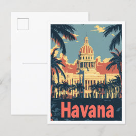 Illustration av Havana Cuba Art Vintage resor Vykort