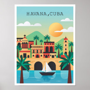 Illustration av Havana Kuba Vintage resor Poster