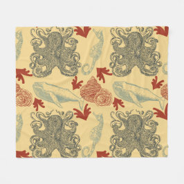 Illustration av havskräfta i Nautiska Octopus Fleecefilt