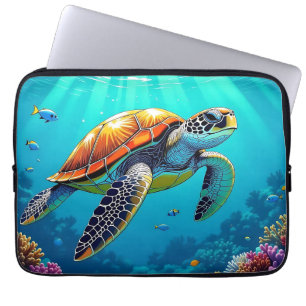 Illustration av havssköldpaddor Vibrant Ocean Laptop Fodral