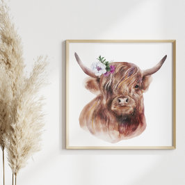 Illustration av Highland Cow Rustic Scottish Cattl Poster