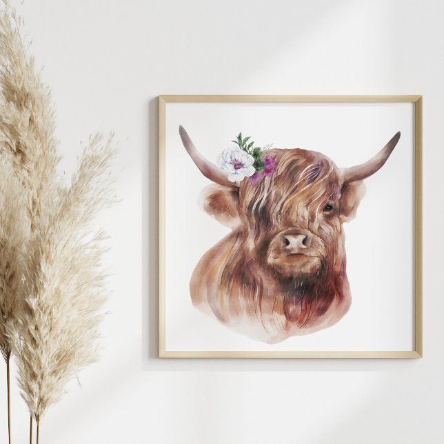 Illustration av Highland Cow Rustic Scottish Cattl Poster (Skapare uppladdad)