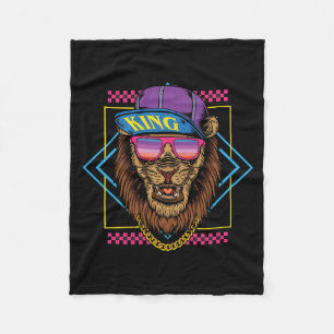 illustration av hip hop lejon bära i vintage fleecefilt