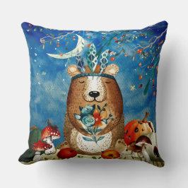 Illustration av höstens skogsbeskogningsvänner kudde