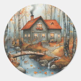 Illustration av höststucksBridge Runt Klistermärke