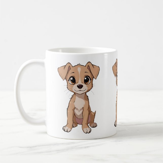 Illustration av Hund av matta djur med stort Ögon Kaffemugg (Vänster)