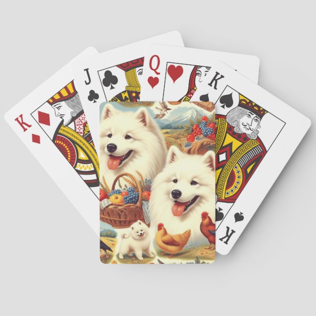 Illustration av Hund med vintage Casinokort (Baksidan)
