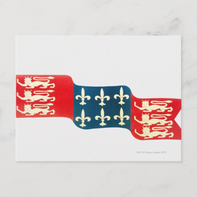 Illustration av hundra år Krig Flagga med Vykort (Framsida)