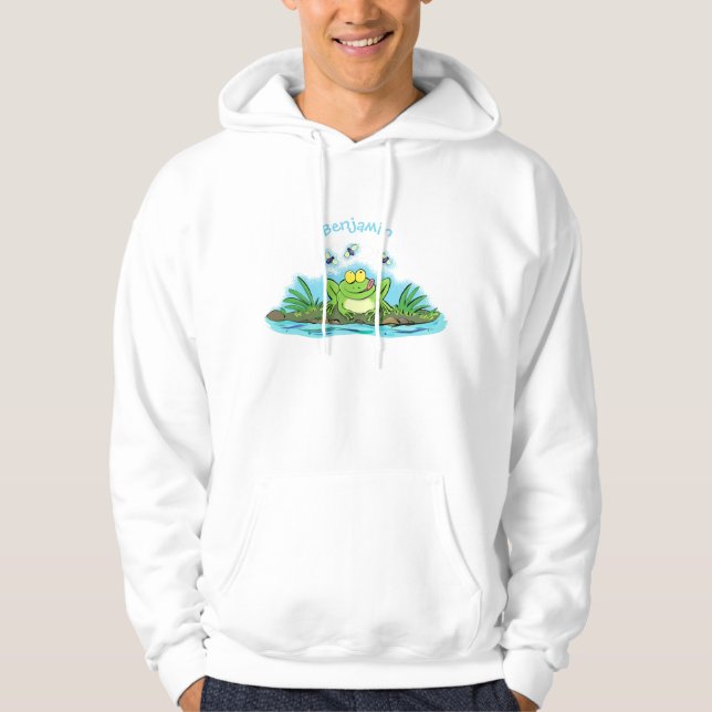 illustration av hungrig grodlans tecknad för  grön hoodie (Framsida)