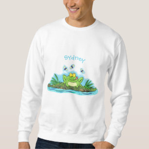 illustration av hungrig grodlans tecknad för grön lång ärmad tröja