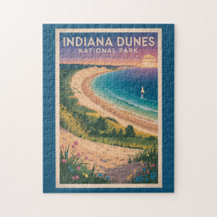 Illustration av Indiana Dunes nationalpark för res Pussel