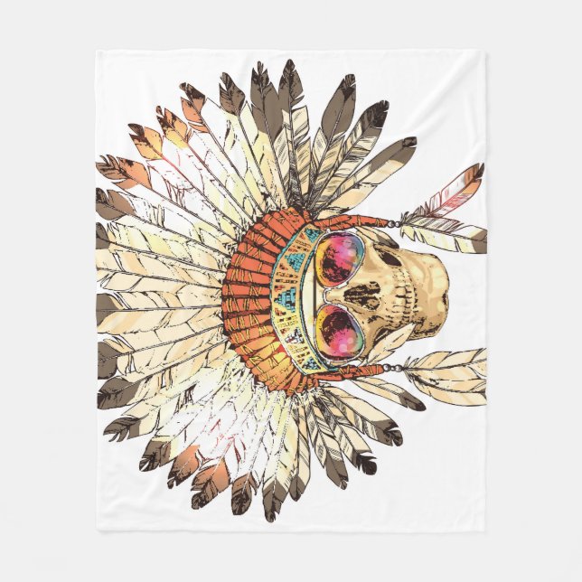 Illustration av inhemsk amerikansk Skull Mode Fleecefilt (Framsidan)