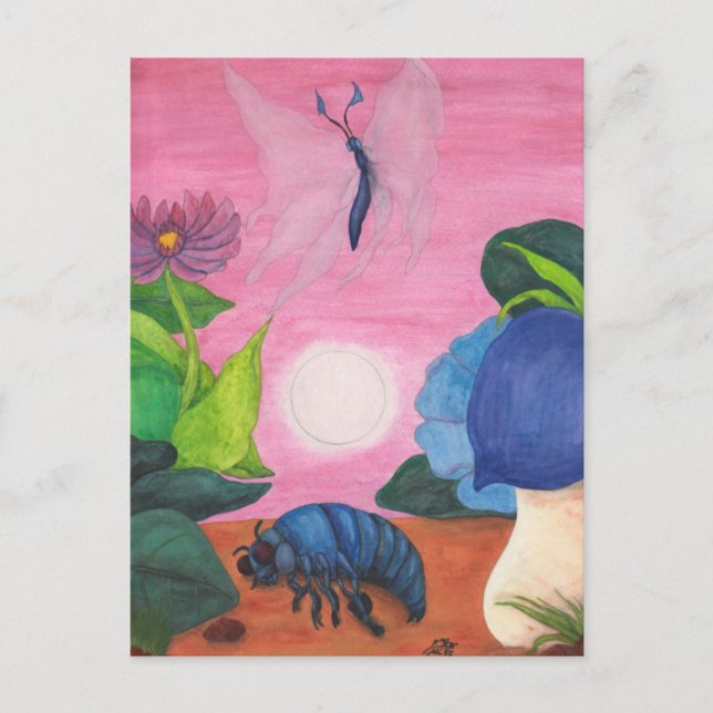 Illustration av Insekt av fjäril-omvandling Vykort (Framsida)