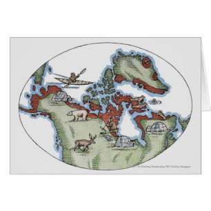 Illustration av inuitiskt territorium hälsningskort