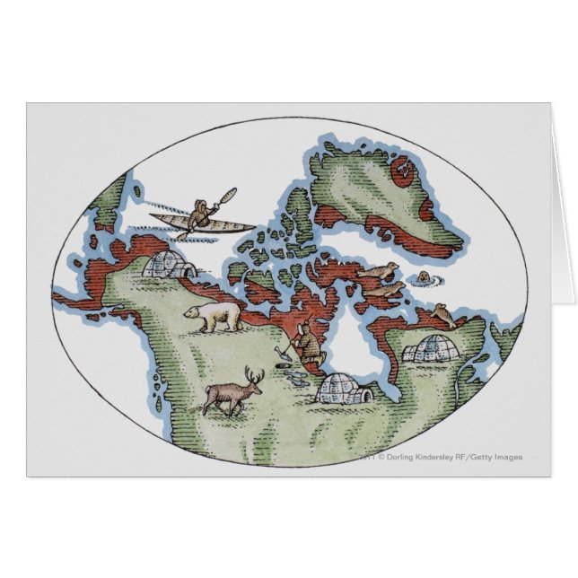 Illustration av Inuitterritoriet Hälsningskort (Framsidan Horizontal)