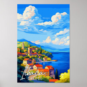 illustration av Ithaca Greece vintage resor Poster