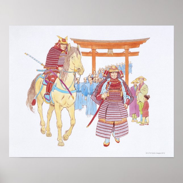Illustration av japanska samurai-ledare poster (Framsidan)