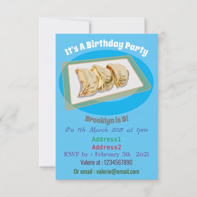 illustration av Jiaozi/kinesisk tecknad av dumplin Inbjudningar (Framsida)