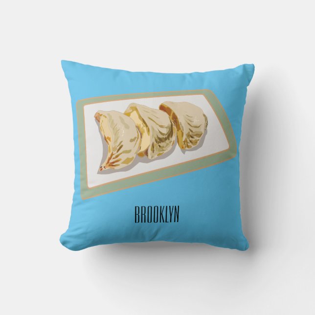 illustration av Jiaozi/kinesisk tecknad av dumplin Kudde (Framsida)