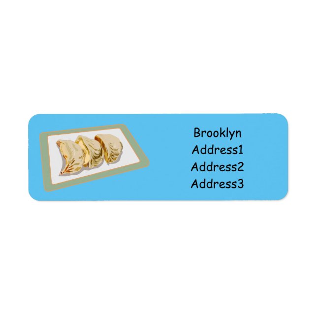 illustration av Jiaozi/kinesisk tecknad av dumplin Returadress Etikett (Framsidan)