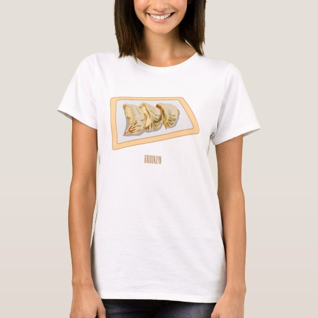 illustration av Jiaozi/kinesisk tecknad av dumplin T Shirt (Framsida)