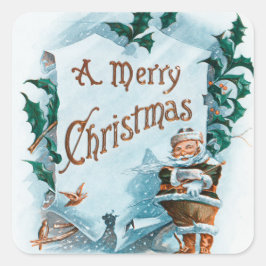 Illustration av Jultomten Helgdag Fyrkantigt Klistermärke